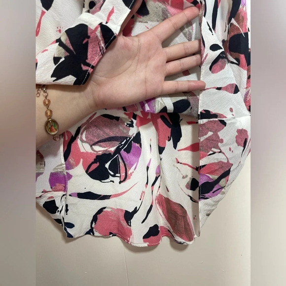 Nic+Zoe Silk Blend Floral Sheer Ruffle Sleeveless Blouse Top Women’s Size Small - Picture 5 of 7